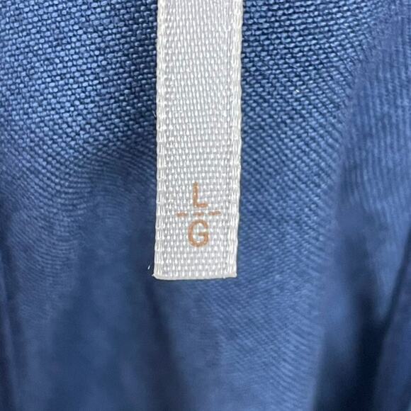 Free People‎ Chambray Jumpsuit L Racerback Wide Leg Cropped Raw Hem Boho - Picture 6 of 11